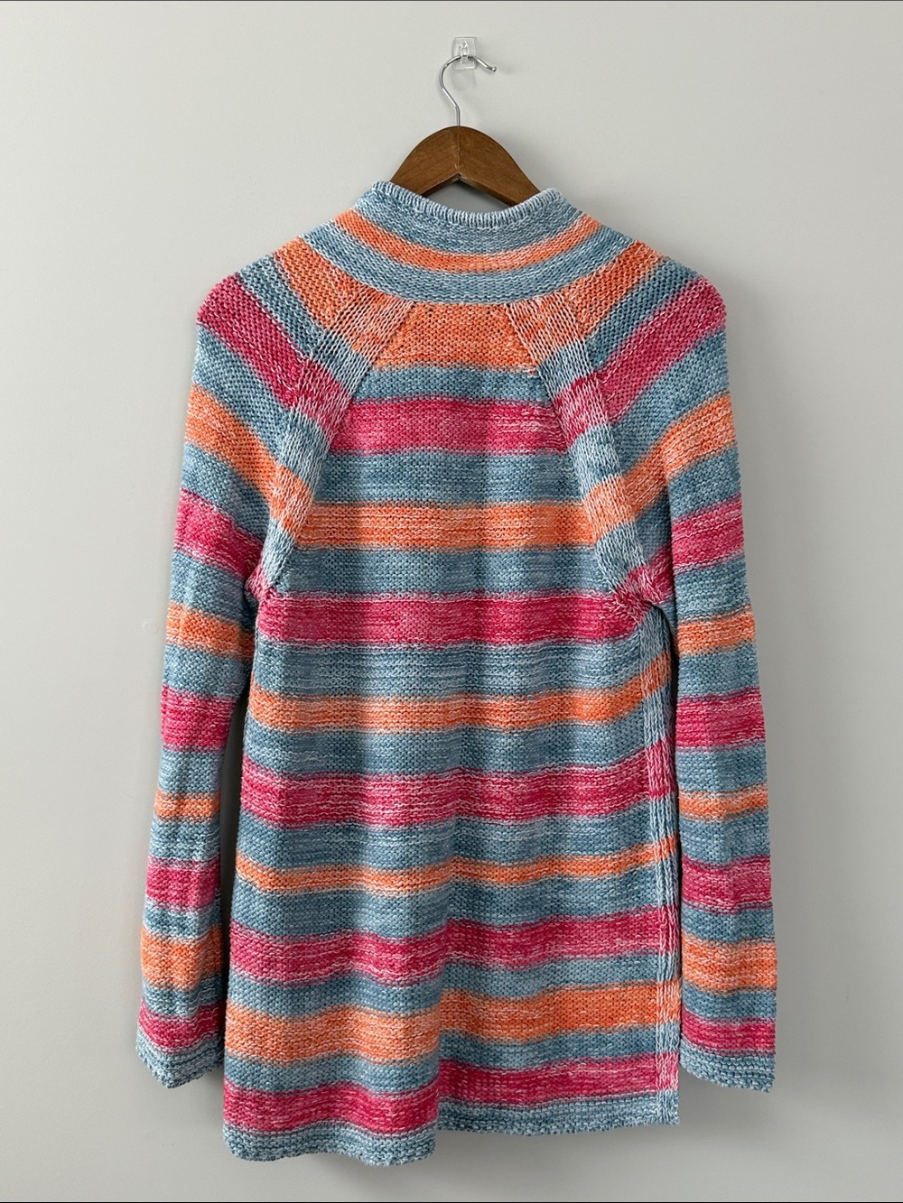 J. Jill Coastal Striped Cotton Linen Knit Sweater High Low Hem Size M - Picture 4 of 14